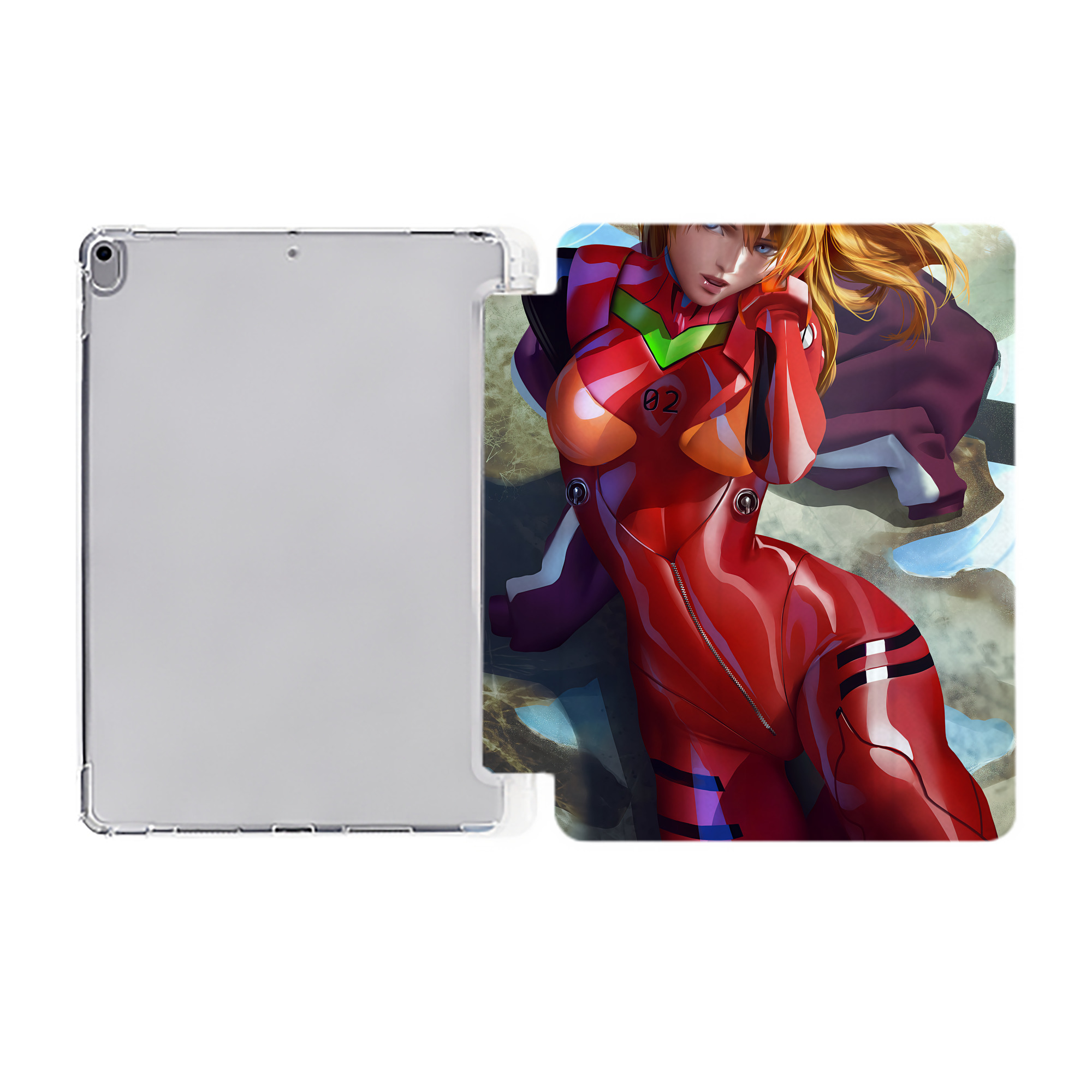 （画像用） EVA 新世紀エヴァンゲリオン IPad ケース ペン収納付き 三つ折りスタンド PUレザー×シリコン 対応機種9.5/10.5/10.9インチ